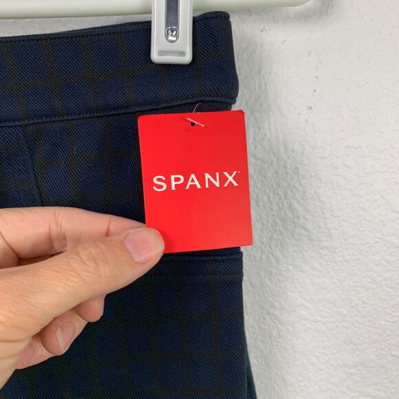 Spanx Black Blue Plaid Pants Leggings Jeggings Size XS A368566 NWT - Picture 4 of 8